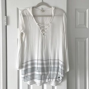 Billabong white gauze tunic hooded top